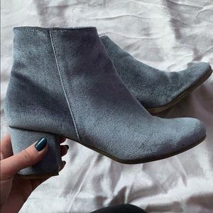 Merona blue grey velvet booties